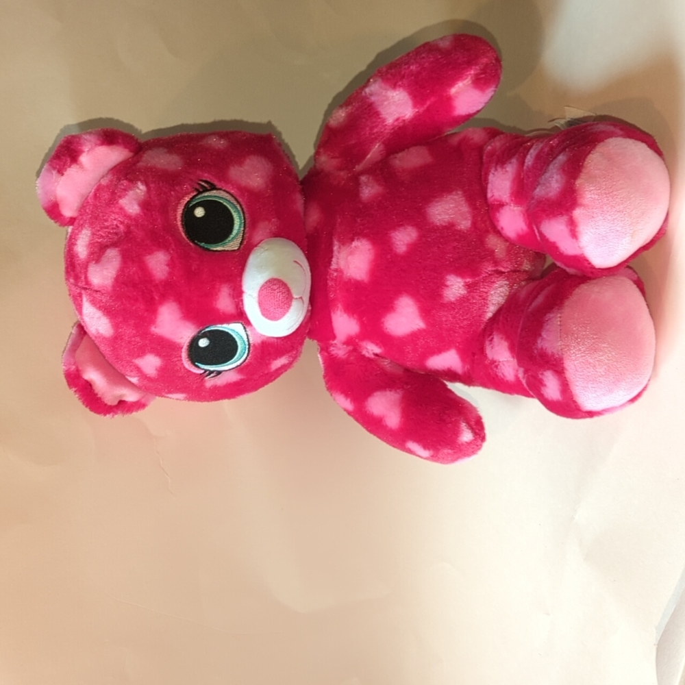 Build a Bear Red with Pink Hearts Kitty Cat Plush 17in Valentines Stuffed Animal